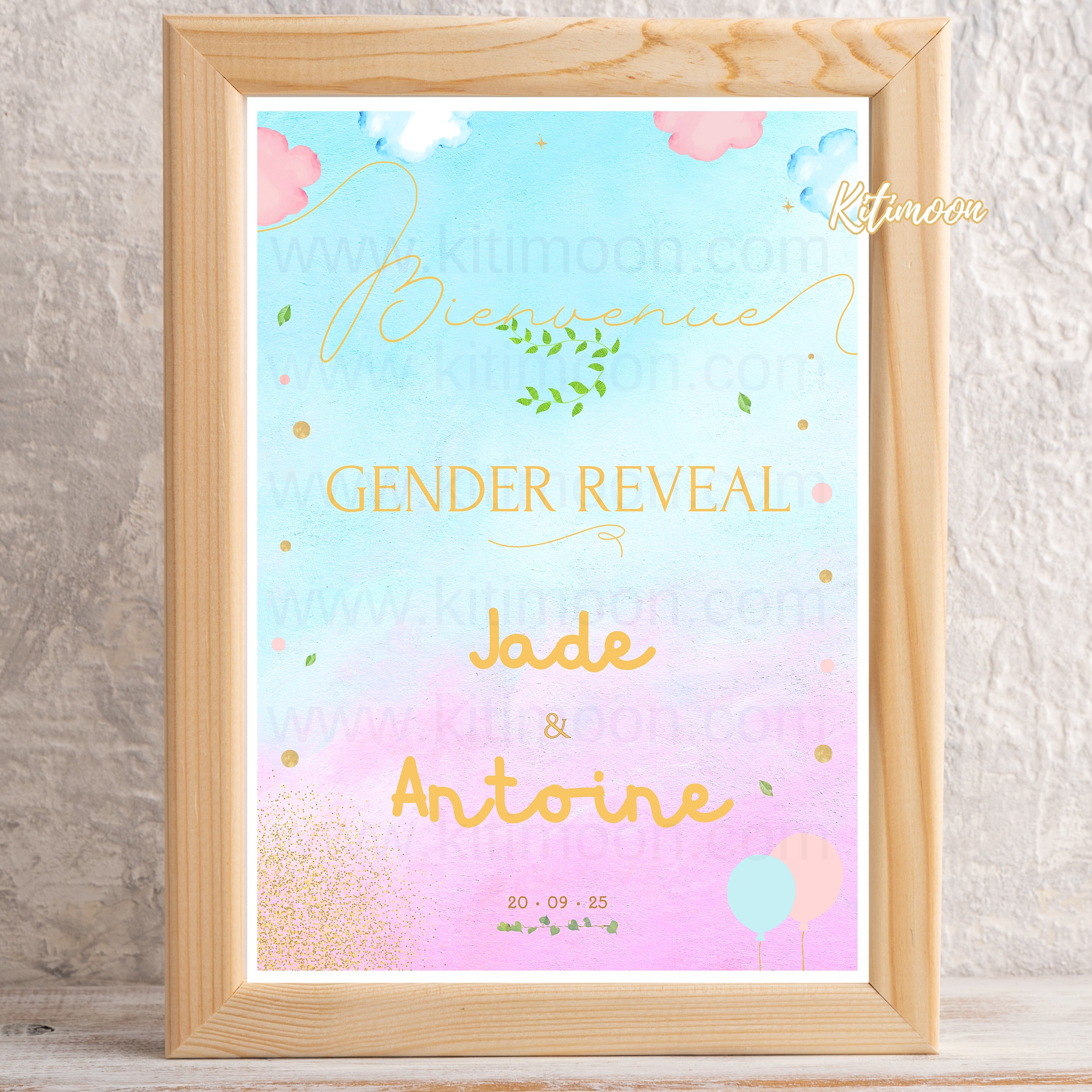 Affiche de Bienvenue fête de Gender Reveal
