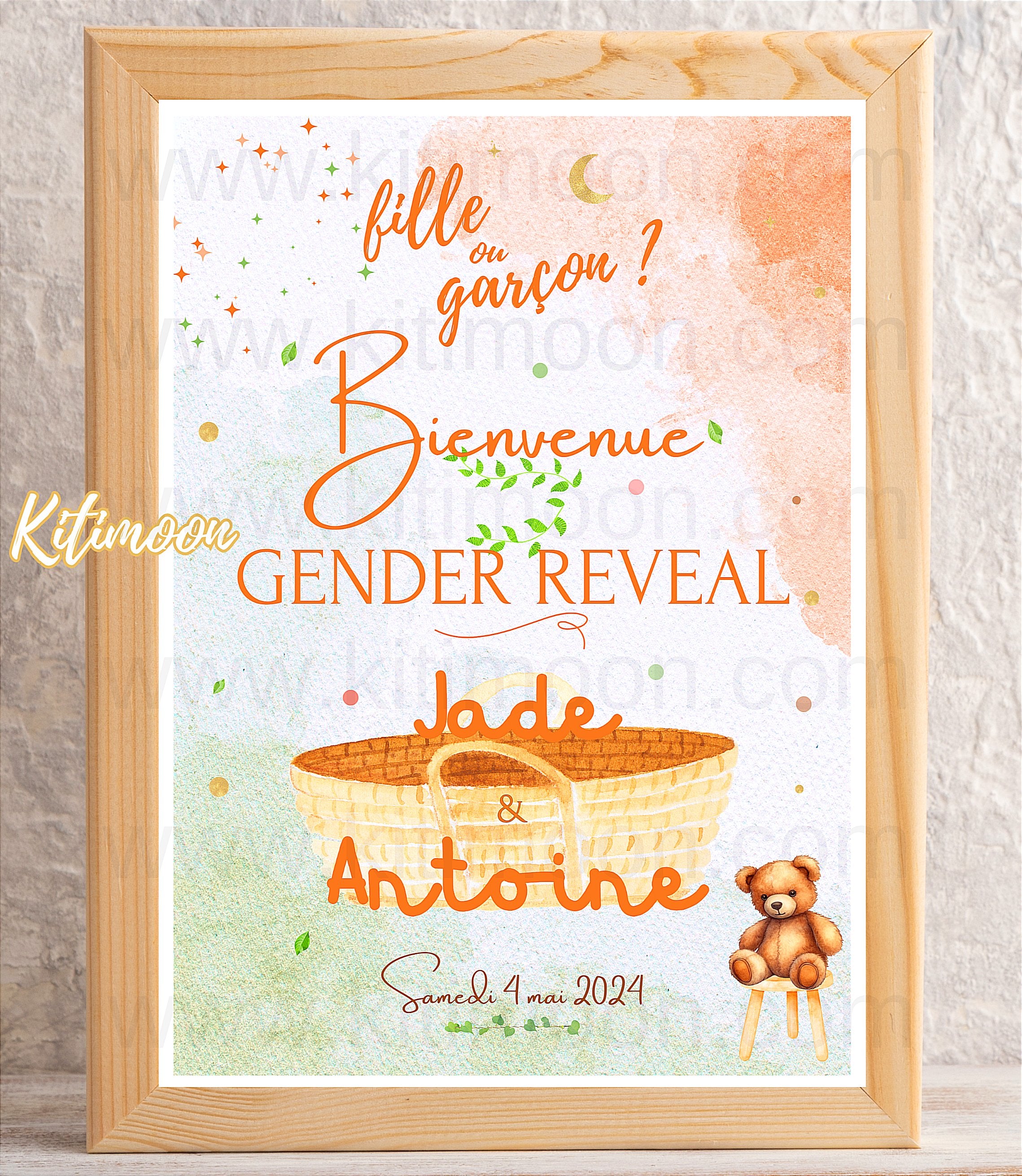 Affiche de Bienvenue Gender Reveal Couffin