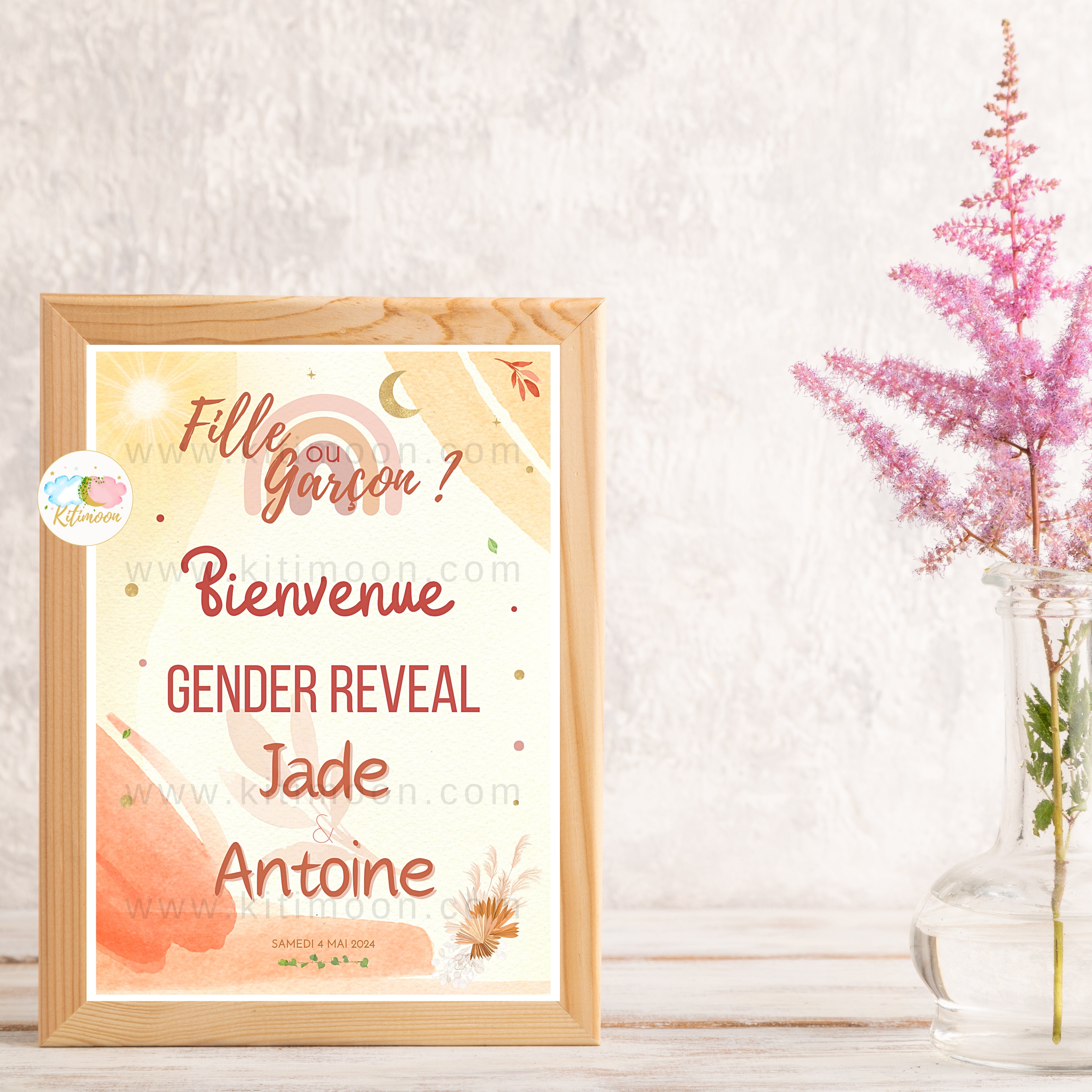 Affiche de Bienvenue Gender Reveal Terracotta