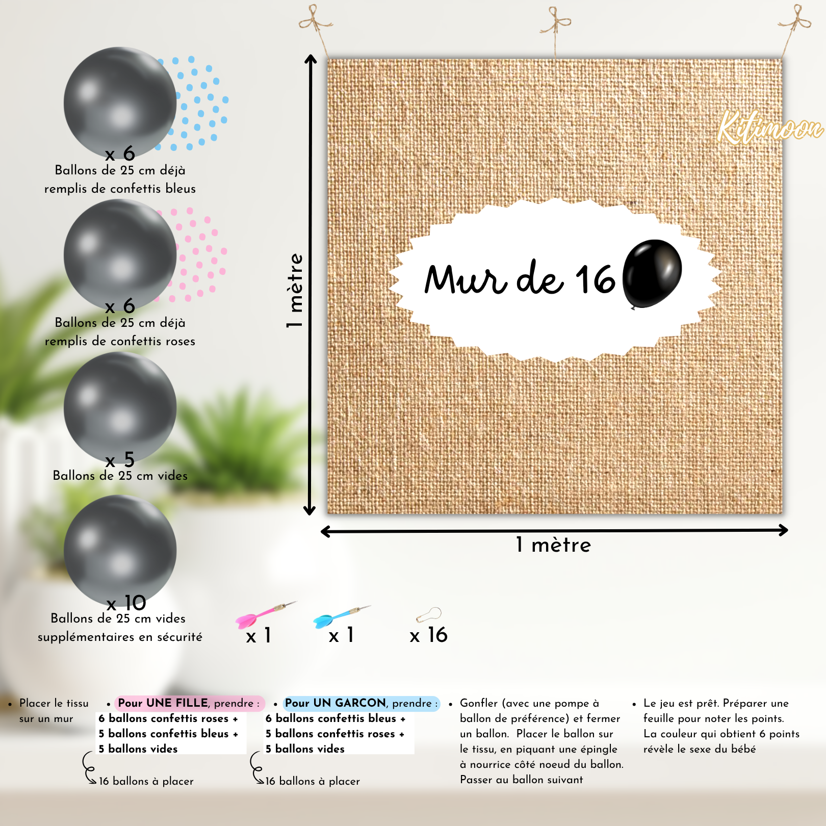 Jeu Fléchettes Ballons Gender Reveal Révélation Sexe Fille ou Garçon